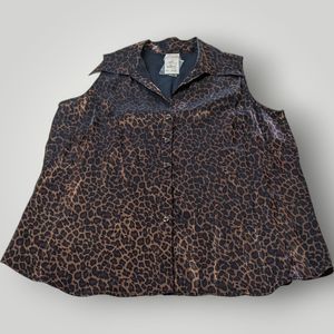 NWT Cato Studio C Women's PLUS 18W/20W Cheetah Print Button Front Tank Top